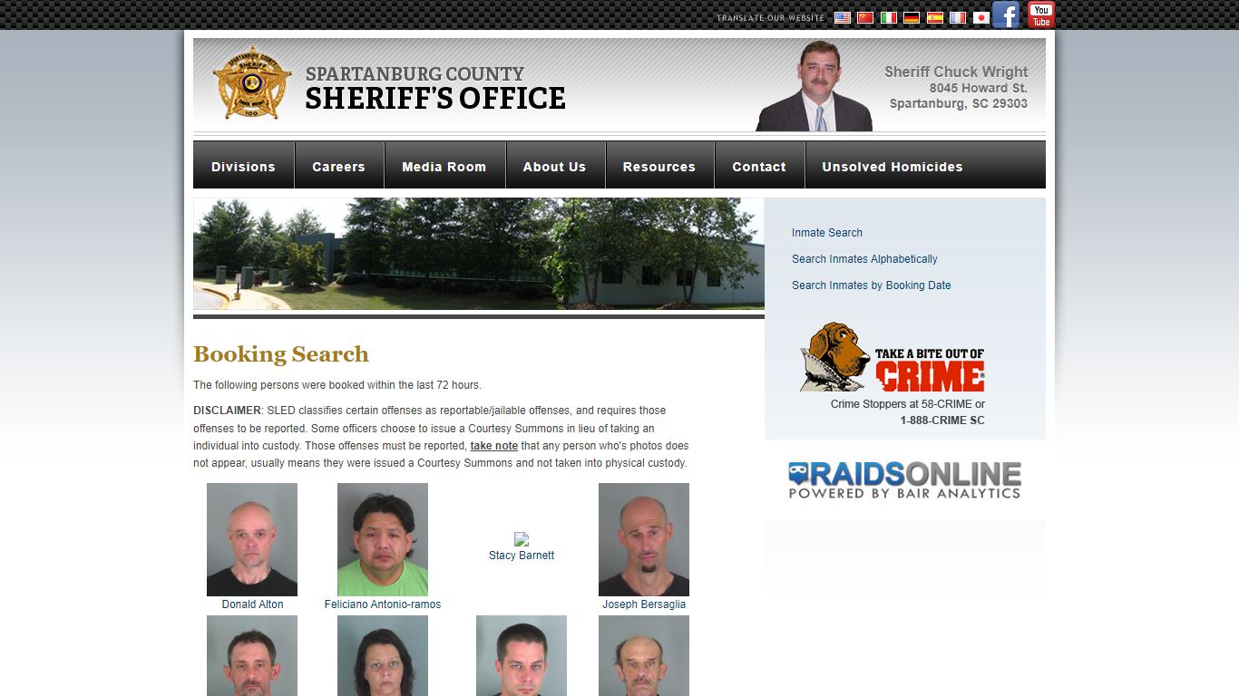 Booking Search : Spartanburg Sheriff